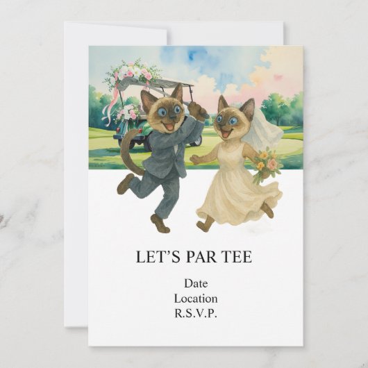 Golf Let’s Par tee for cat lovers WEDDING Kaart (Voorkant)