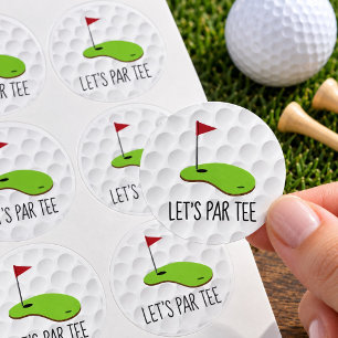 Golf Let’s Par tee met golfvlag op groen wit Ronde Sticker