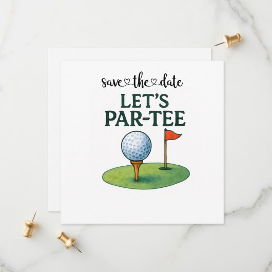 Golf Let’s Par-Tee Party Golf Theme  Save The Date (Voorkant / Achterkant in situ)