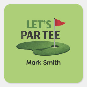 Golf Let’s Par Tee servetten Golf vrijgezellenfe Vierkante Sticker