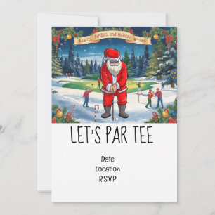 Golf Let's Par t-shirt Kerst met de Kerstman Kaart