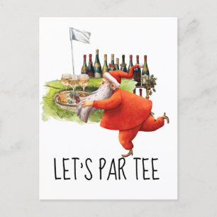 Golf Let's Par t-shirt met golfvlag op groen Briefkaart