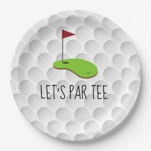 Golf Let's Par t-shirt met golfvlag op groen wit Papieren Bordje