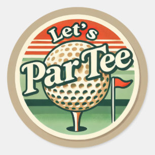 Golf Let's Par t-shirt met golfvlag op groen wit Ronde Sticker