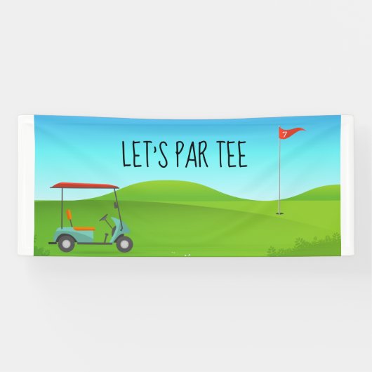 Golf Let's Par t-shirt met golfvlag op groen wit Spandoek