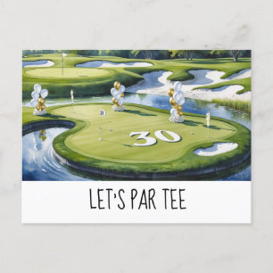Golf Let's Par tee 30ste verjaardag voor golfer fe Briefkaart