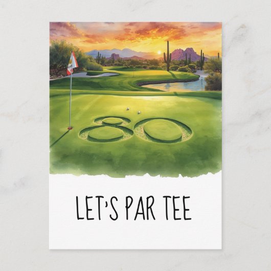 Golf Let's Par tee 80ste verjaardagsfeestje Briefkaart (Voorkant)