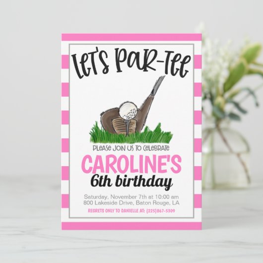 Golf Let's Par-tee Anniversaire Invitation (Debout devant)
