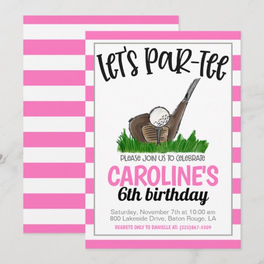 Golf Let's Par-tee Anniversaire Invitation (Devant / Derrière)