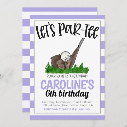 Golf Let's Par-tee Anniversaire Invitation (Devant / Derrière)