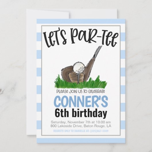 Golf Let's Par-tee Anniversaire Invitation (Devant)