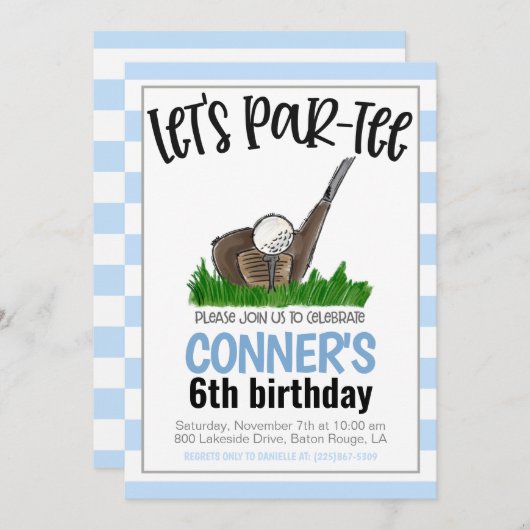 Golf Let's Par-tee Anniversaire Invitation (Devant / Derrière)