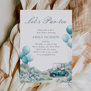 Golf Let's Par-tee Blauwe Baby Shower Kaart