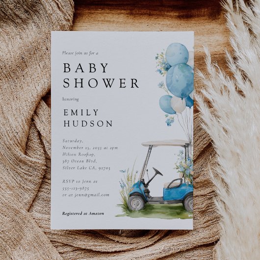 Golf Let's Par-tee Boy Baby Shower Kaart