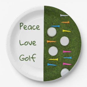 Golf-liefdesvogels met golfbal en t - shirts papieren bordje