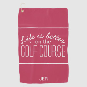 Golf Life Monogram Gemoderniseerde Golfer Magenta  Golfhanddoek