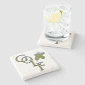 Golf Logo met Golf Course Afbeelding, Stenen Onderzetter (Zijkant)