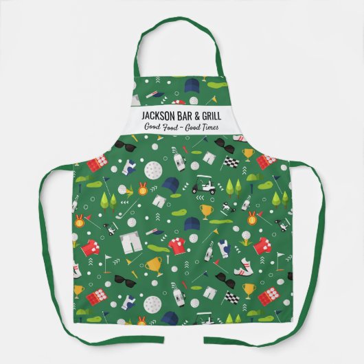 Golf Lover Pattern Custom Chef Golfer Name Apron Schort (Voorkant)