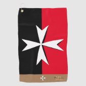 Golf Malta Vlag, Maltees Cross monogramed St. John Golfhanddoek (Voorkant)