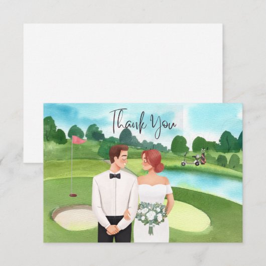 Golf Mariage Carte de remerciements pour Golfer (Devant / Derrière)
