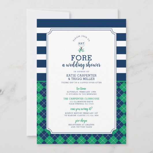 Golf Mariage Couples Douche Invitation (Devant)