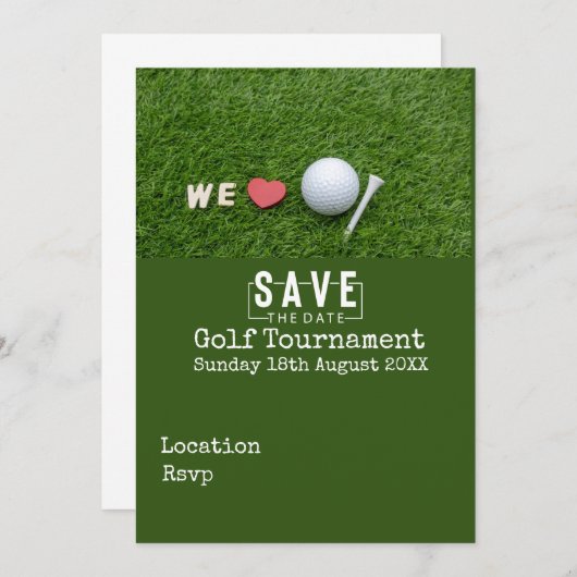 Golf Mariage Enregistrer la date Invitation Carte  (Devant / Derrière)