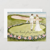 Golf mariage terrain de golf carte de remerciement (Devant / Derrière)