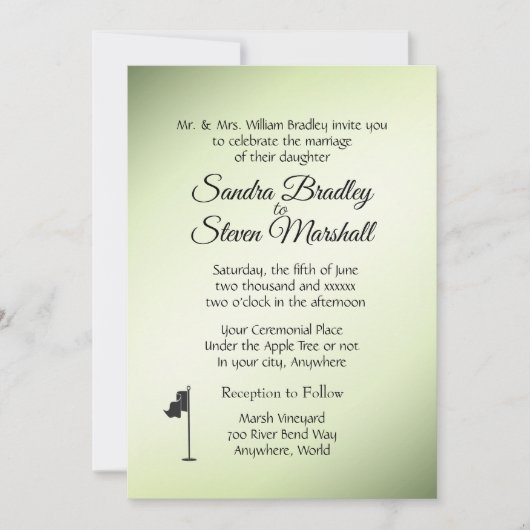 Golf Mariage Thème Green Invitations (Devant)