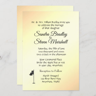 Golf Mariage thème Invitations Jaunes