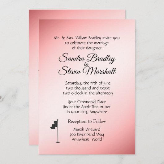 Golf Mariage thème Pink Invitations (Devant / Derrière)