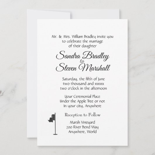 Golf Mariage thème White Invitations (Devant)