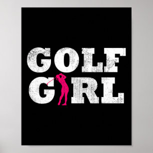 Golf Meisje Speler Golfer Golfen Silhouet Sport G Poster