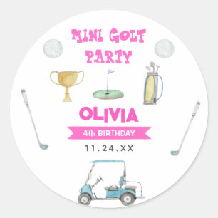 Golf Meisje Verjaardagsfeest Ronde Sticker