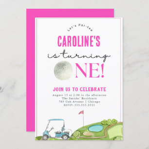 Golf Meisjes Eerste Verjaardag Uitnodiging