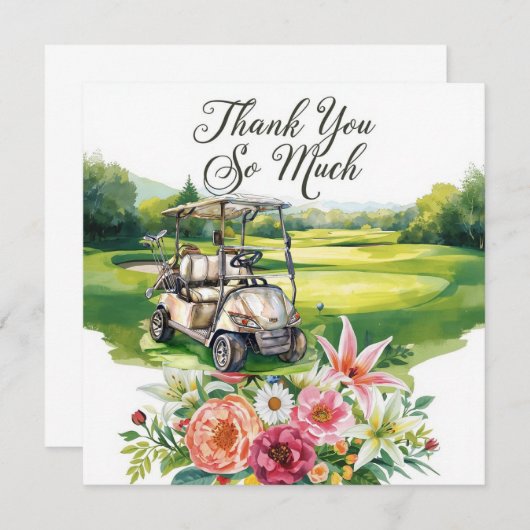 Golf merci texte pour golfer avec Fleurs (Devant / Derrière)