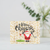 Golf Merry Kerstmis met de kerstman die    golferC Briefkaart (Staand voorkant)