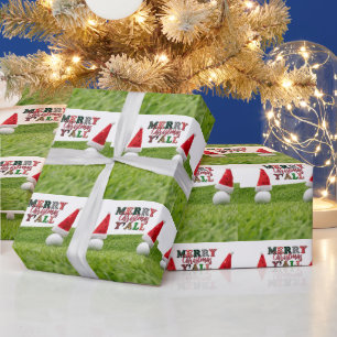 Golf Merry Kerstmis met Golf ball Santa hat Cadeaupapier