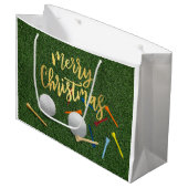 Golf Merry Kerstmis met golfbal en t-shirt Groot Cadeauzakje (Voorkant Gekanteld)