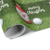 Golf Merry Kerstmis met golfbal op groen Cadeaupapier (Rol Hoek)