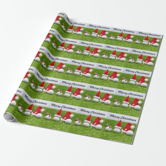Golf Merry Kerstmis met golfbal Santa Hat Cadeaupapier (Uitgerold)