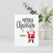 Golf Merry Kerstmis met kerstman Briefkaart (Staand voorkant)