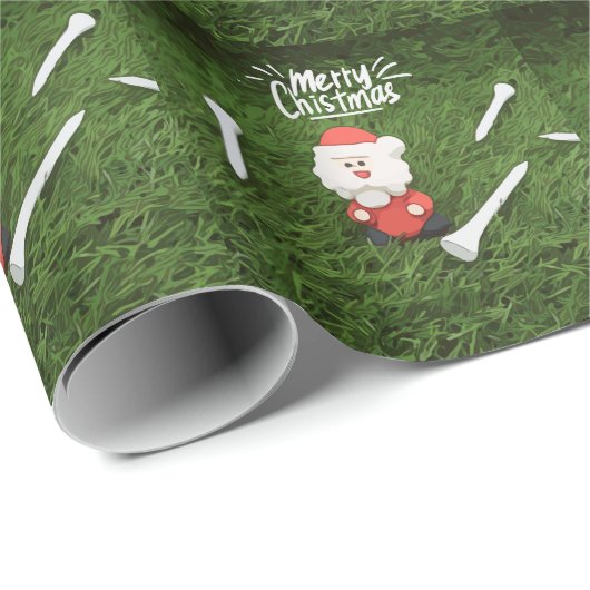 Golf Merry Kerstmis met kerstman en t-shirt Cadeaupapier (Rol Hoek)