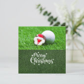 Golf Merry Kerstmis met kerstman Feestdagenkaart (Staand voorkant)