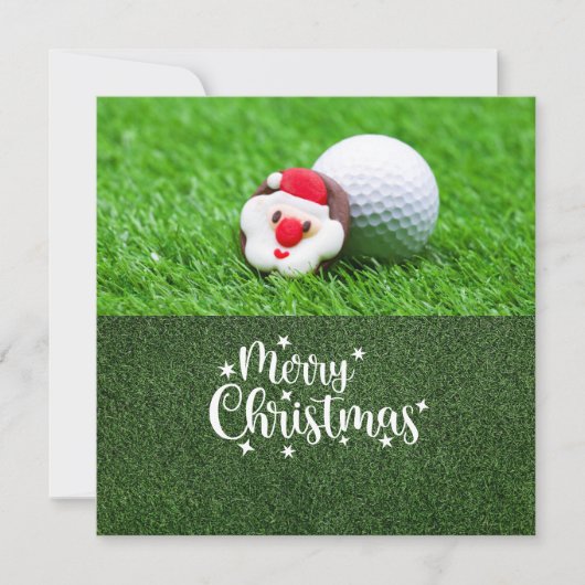 Golf Merry Kerstmis met kerstman Feestdagenkaart (Voorkant)