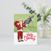 Golf Merry Kerstmis met kerstman Feestdagenkaart (Staand voorkant)