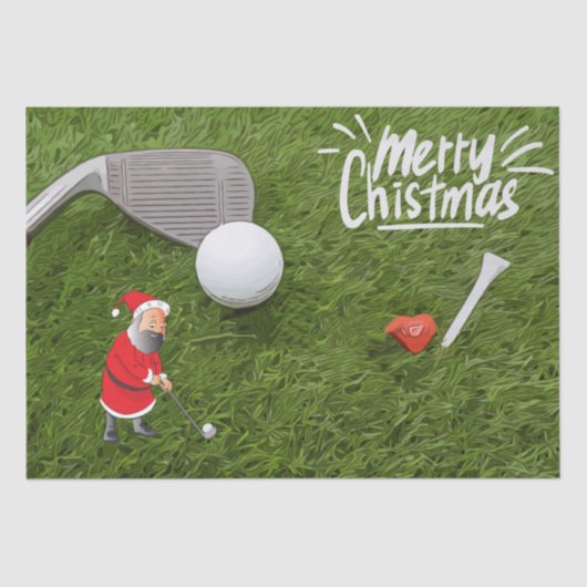 Golf Merry Kerstmis met kerstman op groen Tissuepapier (Voorkant)