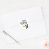 Golf Merry Kerstmis met kerstman Vierkante Sticker (Envelop)