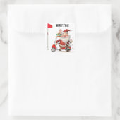 Golf Merry Kerstmis met Santa Claus Golfer Vierkante Sticker (Tas)