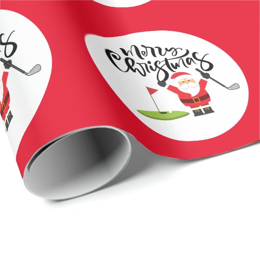 Golf Merry Kerstmis met Santa Claus golfing Cadeaupapier (Rol Hoek)