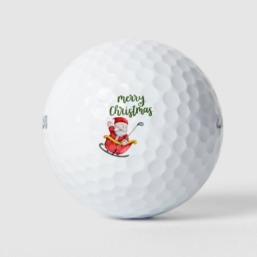 Golf Merry Kerstmis met Santa Claus golfing Golfballen (Voorkant)